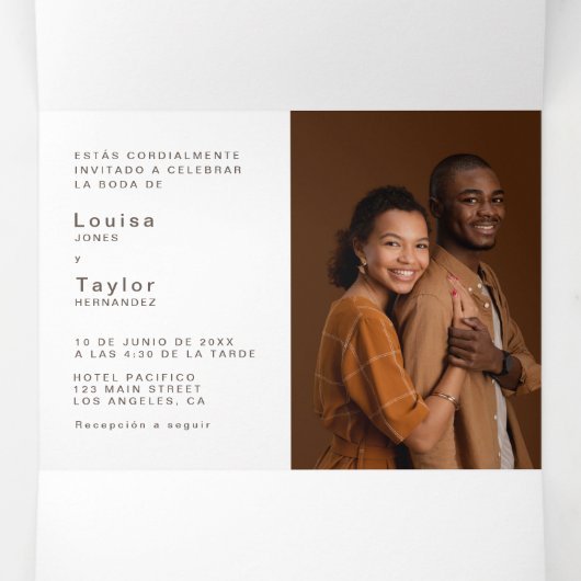 フォトバイリンガル結婚式招待状 – オールインワン 三つ折り招待状 (内部中)