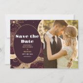 フォトバエレガントルガンディ金ゴールドシレ結婚ンツ セーブザデート (正面)