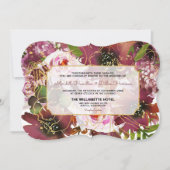 フォトバエレガントルガンディ金ゴールドピンクフローラ結婚ズ 招待状 (正面)