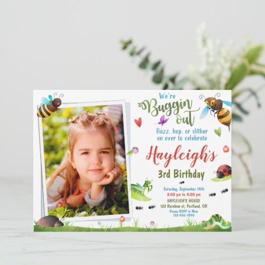 フォトバグ誕生日の招待1st最初の誕生日 招待状 (スタンド正面)