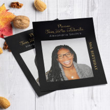 フォトバジェット50th誕生日招待状ブラック金ゴールド