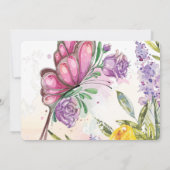 フォトバタフライウォーターカラーフローラ第1誕生日 招待状 (裏面)