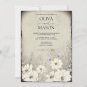 フォトバタフライ結婚ワイルドフラワー 招待状 (正面)