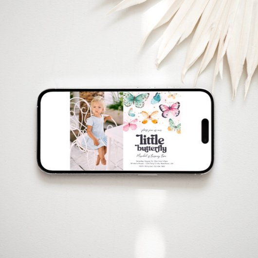フォトバタフライ誕生日招待状 招待状