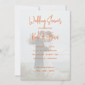 フォトバックグラウンドオレンジハートシャワー招待状 カード (正面)