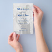 フォトバックグラウンドネイビーブルーリハーサルディナー招待状 チラシ (ハンドル)