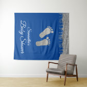 フォトバックグラウンドベビーシャワー足シルバーグリッター タペストリー (インサイチュ(横))