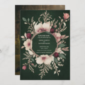 フォトバックグリーンとクリームフローラ セーブザデート (正面/裏面)