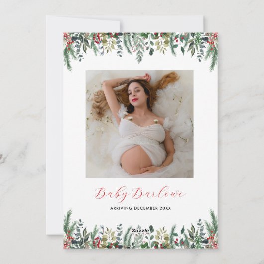 フォトバックサイド付き冬のベビーシャワー招待状 シーズンカード