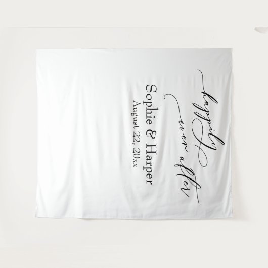 フォトバックシンプルバックの後ずっと幸せに タペストリー (正面(横))