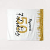 フォトバックドロップ50ブースと素晴らしいパーティー金ゴールド タペストリー (正面(横))