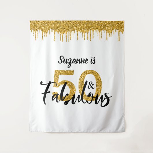 フォトバックドロップ50ブースと素晴らしいパーティー金ゴールド タペストリー (正面)