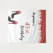 フォトバックラカスタムンド誕生日パーティレッドグリッター タペストリー (正面(横))