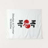 フォトバック氏パーソナライズされたゲイ結婚 タペストリー (正面(横))