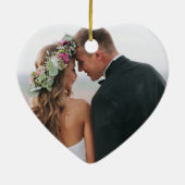 フォトバック結婚した付き最初のクリスマス セラミックオーナメント (裏面)