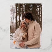 フォトバック金ゴールドフレーム結婚式の日付の保存 箔招待状 (裏面)