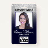 フォトバッジ-ネイビーブルー(グリッター付き) バッジ (正面)