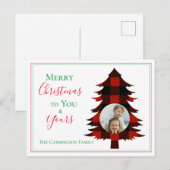 フォトバッファローチェッククリスマスツリーレッドグリーン ポストカード (正面/裏面)