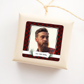 フォトバッファロープレイドクリスマスプレゼントラベルシール スクエアシール