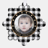 フォトバッファロープレイド&スターメリークリスマスを追加 オーナメントカード (正面)