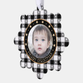 フォトバッファロープレイド&スターメリークリスマスを追加 オーナメントカード (左)