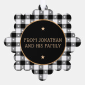 フォトバッファロープレイド&スターメリークリスマスを追加 オーナメントカード (裏面)