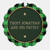 フォトバッファロープレイド&スターメリークリスマスを追加 オーナメントカード (裏面)