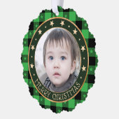 フォトバッファロープレイド&スターメリークリスマスを追加 オーナメントカード (左)