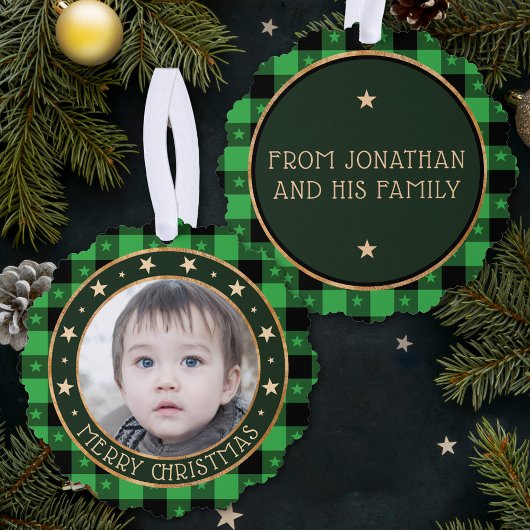 フォトバッファロープレイド&スターメリークリスマスを追加 オーナメントカード