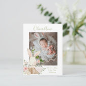 フォトバニーフローラ水彩誕生のお知らせ ポストカード (スタンド正面)