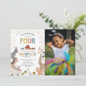 フォトバニーヤード4歳の誕生日招待状 招待状 (スタンド正面)