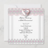 フォトバプティスピンクシルバーハートクロスガールパール 招待状 (裏面)