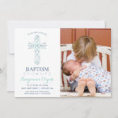 フォトバプティスマ、《キリスト教》洗礼式や命名式招待状-男の赤ちゃん 招待状 (正面)