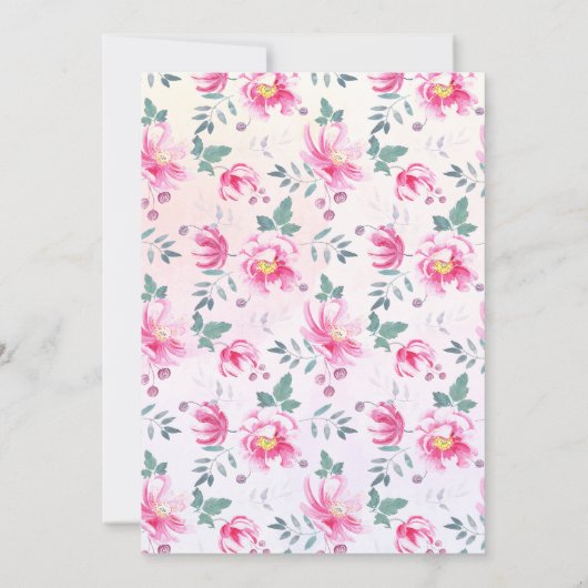 フォトバプテスマ付きラブリーピンクフローラ招待状 招待状 (裏面)