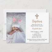 フォトバプテスマ《キリスト教》洗礼式や命名式ベビーガール男の赤ちゃん 招待状 (正面)