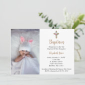 フォトバプテスマ《キリスト教》洗礼式や命名式ベビーガール男の赤ちゃん 招待状 (スタンド正面)