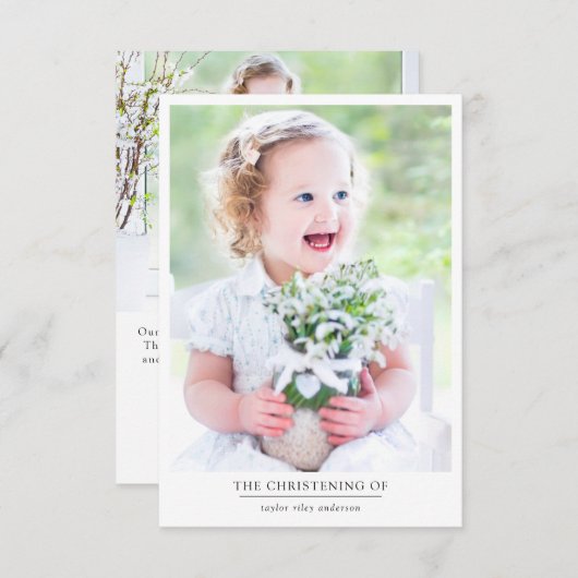 フォトバプテスマ《キリスト教》洗礼式や命名式 サンキューカード (正面/裏面)