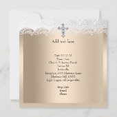 フォトバプテスムホワイトベージュクロスベビーガールボーイ 招待状 (裏面)