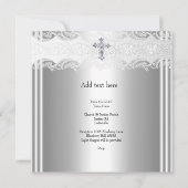 フォトバプテスレースクロス男の赤ちゃんガールシルバー2 招待状 (裏面)
