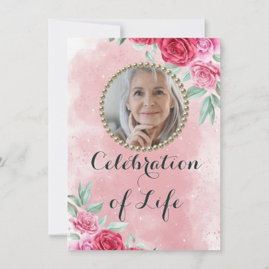 フォトバラお祝いのライフ招待状 招待状 (裏面)