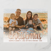 フォトバラゴールドフォイルホリデーカード 箔シーズンポストカード (正面)