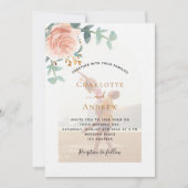 フォトバラフォトアーチQR RSVPラグジュアリー結婚ズ 招待状 (正面)