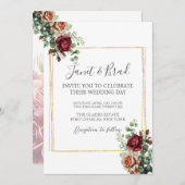 フォトバラフローラユーカリQRコード結婚ズ 招待状 (正面/裏面)