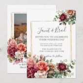 フォトバラフローラユーカリQRコード結婚ズ 招待状 (正面/裏面)