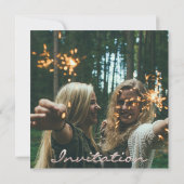 フォトバラブライダルシャワーバラピンクハートグリリー 招待状 (裏面)