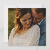 フォトバラ婚約ブライダル金ゴールドリースフロールネイビー 招待状 (裏面)