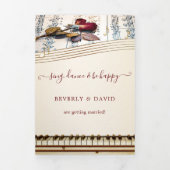 フォトバラ結婚ミュージックのオールインワン 三つ折り招待状 (カバー)