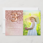 フォトバラ金ゴールドキッズガール第3誕生日パーティー 招待状 (正面)