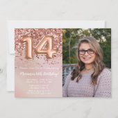 フォトバラ金ゴールドキッズガール14thバースデーパーティー 招待状 (正面)