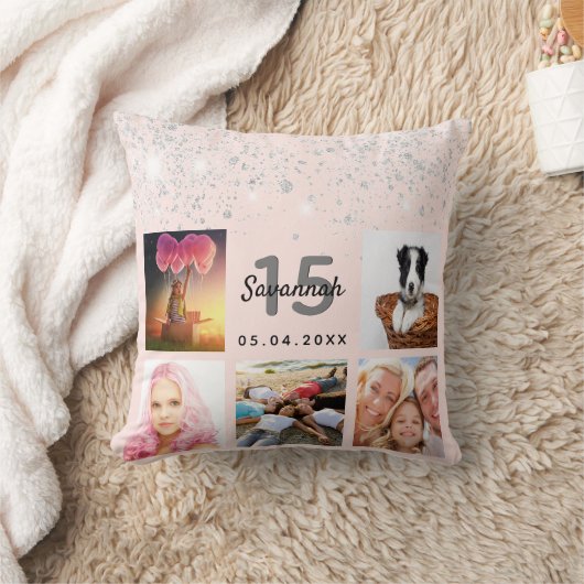 フォトバラ金ゴールドグリッター赤面ピンクキンセアニェラ クッション (ブランケット)